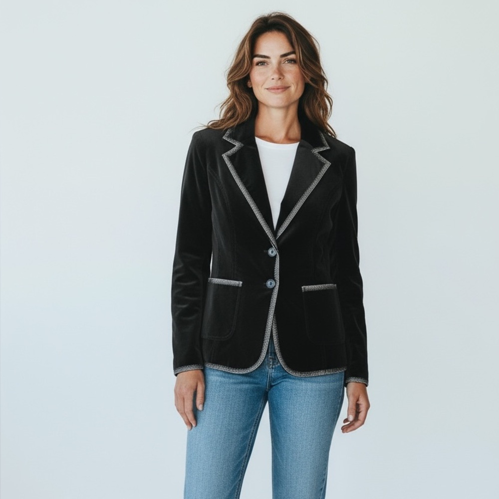 Boden Black Blazer with Silver Detailing